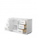 Strada 60 Inch Single Vanity in White, No Countertop, Matte Black Trim