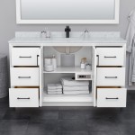 Strada 60 Inch Single Vanity in White, No Countertop, Brushed Nickel Trim