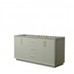 Strada 66 Inch Double Vanity in Light Green, No Countertop, Satin Bronze Trim