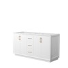 Strada 66 Inch Double Vanity in White, No Countertop, Satin Bronze Trim