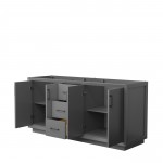 Strada 72 Inch Double Vanity in Dark Gray, No Countertop, Matte Black Trim