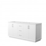 Strada 72 Inch Double Vanity in White, No Countertop, Brushed Nickel Trim
