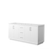 Strada 72 Inch Double Vanity in White, No Countertop, Brushed Nickel Trim