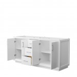 Strada 72 Inch Double Vanity in White, No Countertop, Brushed Nickel Trim