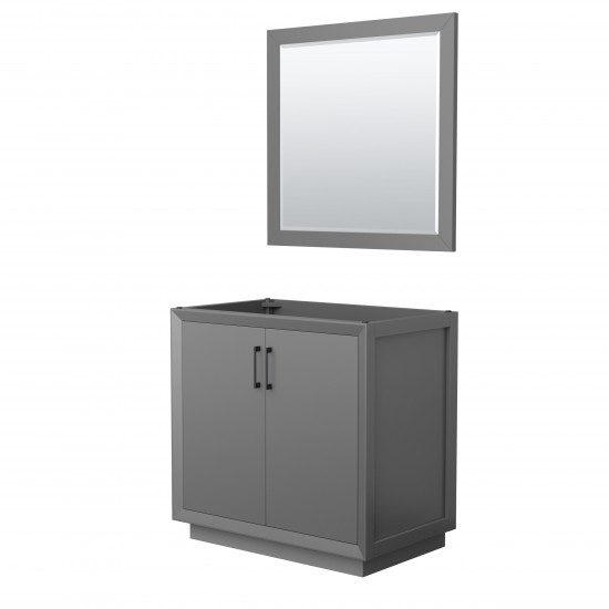 Strada 36 Inch Single Vanity in Dark Gray, Matte Black Trim, 34 Inch Mirror