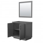 Strada 36 Inch Single Vanity in Dark Gray, Matte Black Trim, 34 Inch Mirror