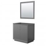 Strada 36 Inch Single Vanity in Dark Gray, Brushed Nickel Trim, 34 Inch Mirror