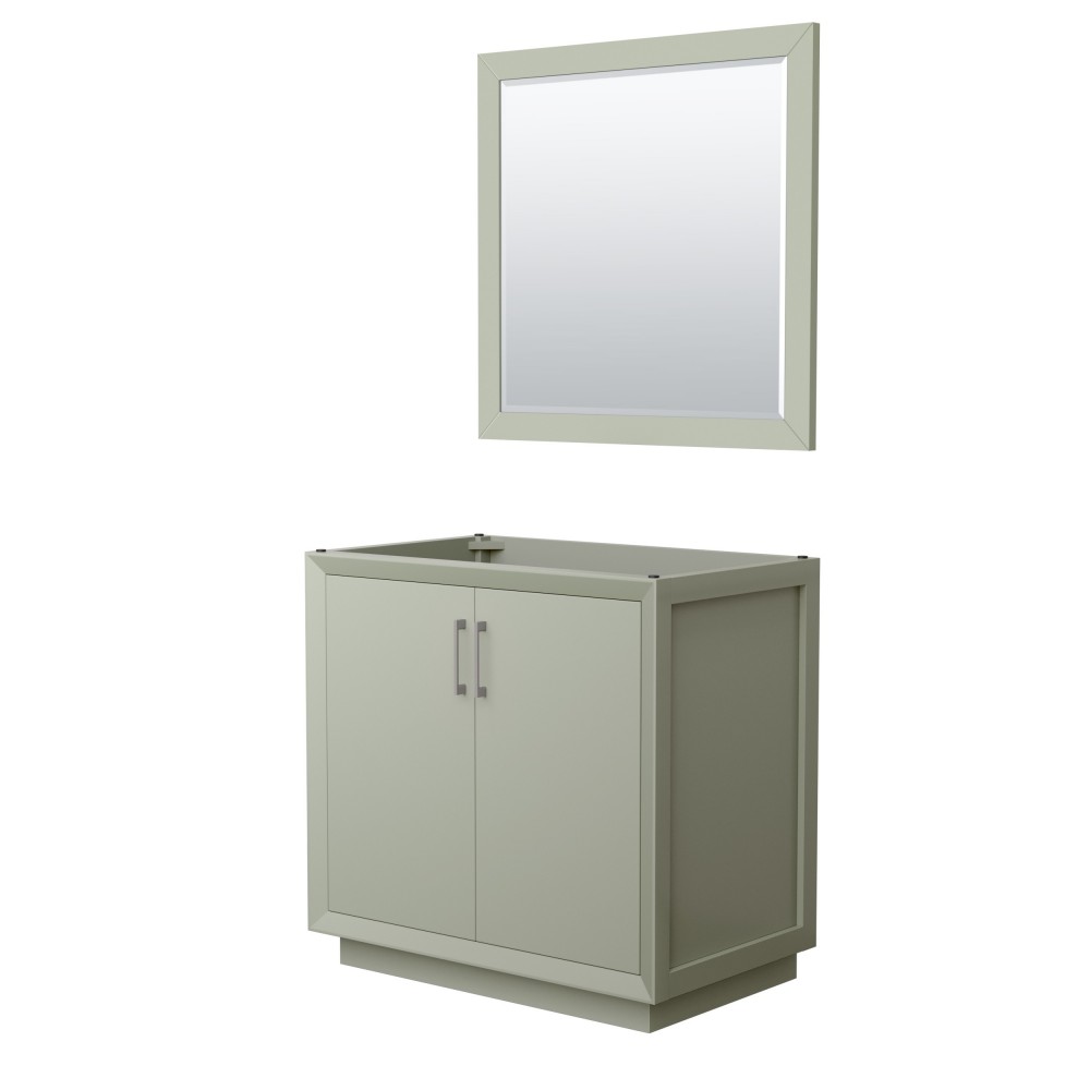 Strada 36 Inch Single Vanity in Light Green, Brushed Nickel Trim, 34 Inch Mirror