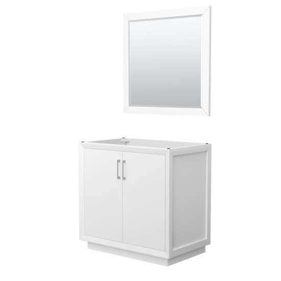 Strada 36 Inch Single Vanity in White, Brushed Nickel Trim, 34 Inch Mirror