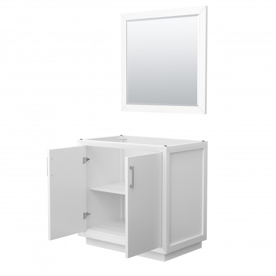 Strada 36 Inch Single Vanity in White, Brushed Nickel Trim, 34 Inch Mirror