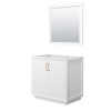 Strada 36 Inch Single Vanity in White, Satin Bronze Trim, 34 Inch Mirror