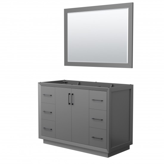 Strada 48 Inch Single Vanity in Dark Gray, Matte Black Trim, 46 Inch Mirror