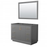 Strada 48 Inch Single Vanity in Dark Gray, Satin Bronze Trim, 46 Inch Mirror