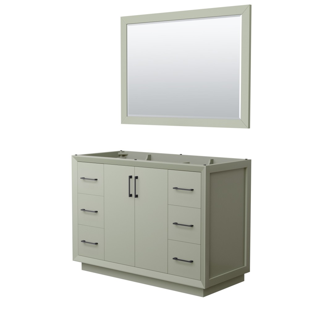 Strada 48 Inch Single Vanity in Light Green, Matte Black Trim, 46 Inch Mirror