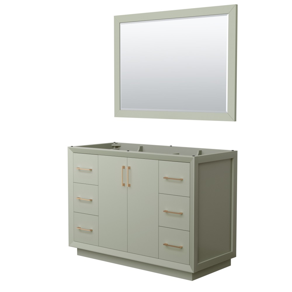 Strada 48 Inch Single Vanity in Light Green, Satin Bronze Trim, 46 Inch Mirror