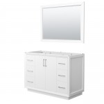 Strada 48 Inch Single Vanity in White, Brushed Nickel Trim, 46 Inch Mirror