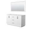 Strada 60 Inch Double Vanity in White, Matte Black Trim, 58 Inch Mirror