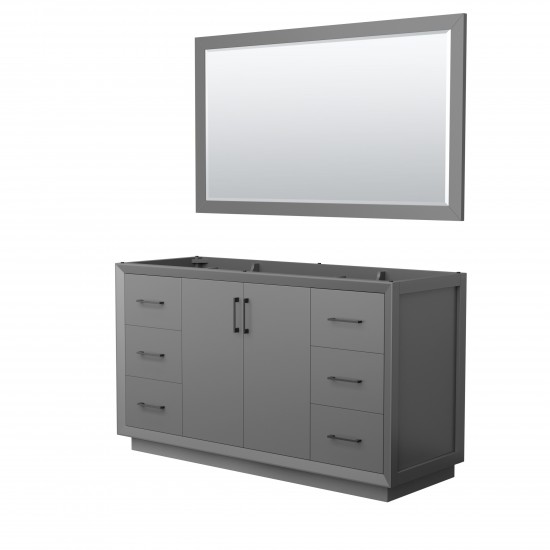 Strada 60 Inch Single Vanity in Dark Gray, Matte Black Trim, 58 Inch Mirror