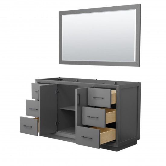 Strada 60 Inch Single Vanity in Dark Gray, Matte Black Trim, 58 Inch Mirror