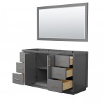 Strada 60 Inch Single Vanity in Dark Gray, Satin Bronze Trim, 58 Inch Mirror