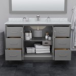 Strada 60 Inch Single Vanity in Dark Gray, Satin Bronze Trim, 58 Inch Mirror