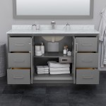 Strada 60 Inch Single Vanity in Dark Gray, Brushed Nickel Trim, 58 Inch Mirror