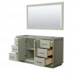 Strada 60 Inch Single Vanity in Light Green, Matte Black Trim, 58 Inch Mirror