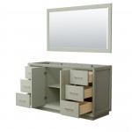 Strada 60 Inch Single Vanity in Light Green, Satin Bronze Trim, 58 Inch Mirror