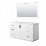 Strada 60 Inch Single Vanity in White, Matte Black Trim, 58 Inch Mirror