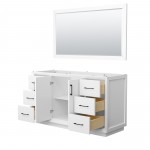 Strada 60 Inch Single Vanity in White, Matte Black Trim, 58 Inch Mirror