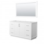 Strada 60 Inch Single Vanity in White, Brushed Nickel Trim, 58 Inch Mirror