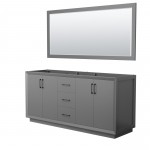 Strada 72 Inch Double Vanity in Dark Gray, Matte Black Trim, 70 Inch Mirror