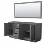 Strada 72 Inch Double Vanity in Dark Gray, Matte Black Trim, 70 Inch Mirror