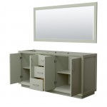 Strada 72 Inch Double Vanity in Light Green, Brushed Nickel Trim, 70 Inch Mirror