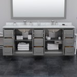 Strada 84 Inch Double Vanity in Dark Gray, Matte Black Trim, 70 Inch Mirror