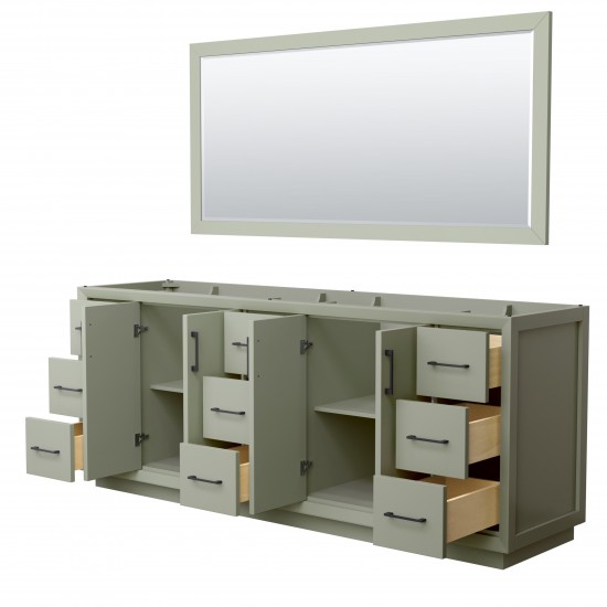 Strada 84 Inch Double Vanity in Light Green, Matte Black Trim, 70 Inch Mirror