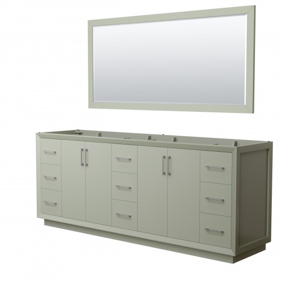 Strada 84 Inch Double Vanity in Light Green, Brushed Nickel Trim, 70 Inch Mirror