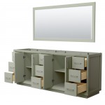 Strada 84 Inch Double Vanity in Light Green, Brushed Nickel Trim, 70 Inch Mirror