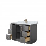 Strada 48" Single Vanity in Gray, White Carrara Marble Top, Sink, Bronze Trim