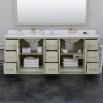 Strada 84" Double Vanity in Green, White Carrara Marble Top, Sinks, Black Trim