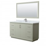 Strada 60" Single Vanity in Green, Marble Top, Sink, Nickel Trim, 58" Mirror