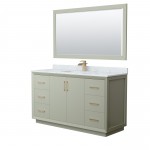 Strada 60" Single Vanity in Green, Marble Top, Sink, Bronze Trim, 58" Mirror