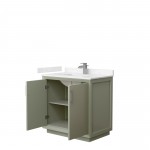 Strada 36" Single Vanity in Green, Carrara Marble Top, Sink, Nickel Trim