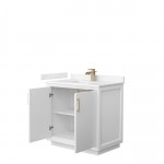 Strada 36" Single Vanity in White, Carrara Marble Top, Sink, Bronze Trim