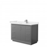 Strada 48" Single Vanity in Gray, Carrara Marble Top, Sink, Nickel Trim