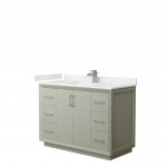 Strada 48" Single Vanity in Green, Carrara Marble Top, Sink, Nickel Trim