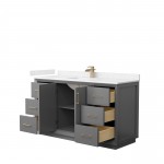 Strada 60" Single Vanity in Gray, Carrara Marble Top, Sink, Bronze Trim