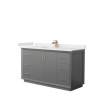 Strada 60" Single Vanity in Gray, White Marble Top, Sink, Bronze Trim