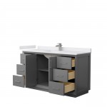 Strada 60" Single Vanity in Gray, White Marble Top, Sink, Nickel Trim