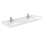Strada 66" Double Vanity in White, Carrara Marble Top, Sink, Black Trim
